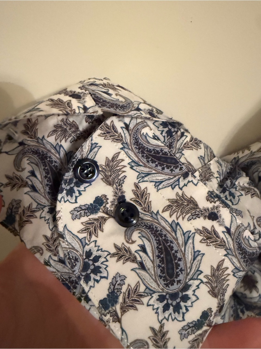 St. Croix contemporary button-down Navy Paisley Long-Sleeve Men's Shirt - Picture 4 of 5